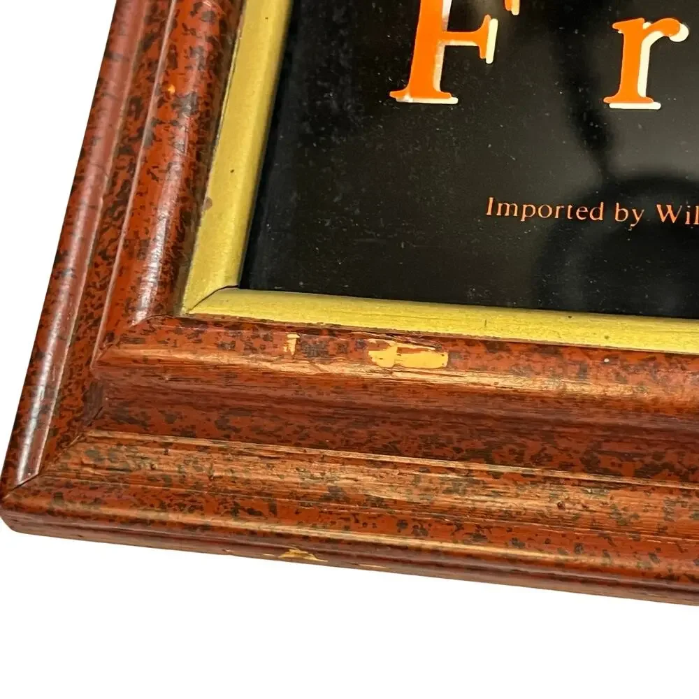 Vintage Frangelico Liqueur Bar Mirror Sign Wood Frame 15x23 Signs Glass Works